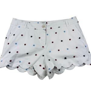 Crown & Ivy Shelby Patriotic Stars Embroidered Scalloped Shorts Women's Size 16